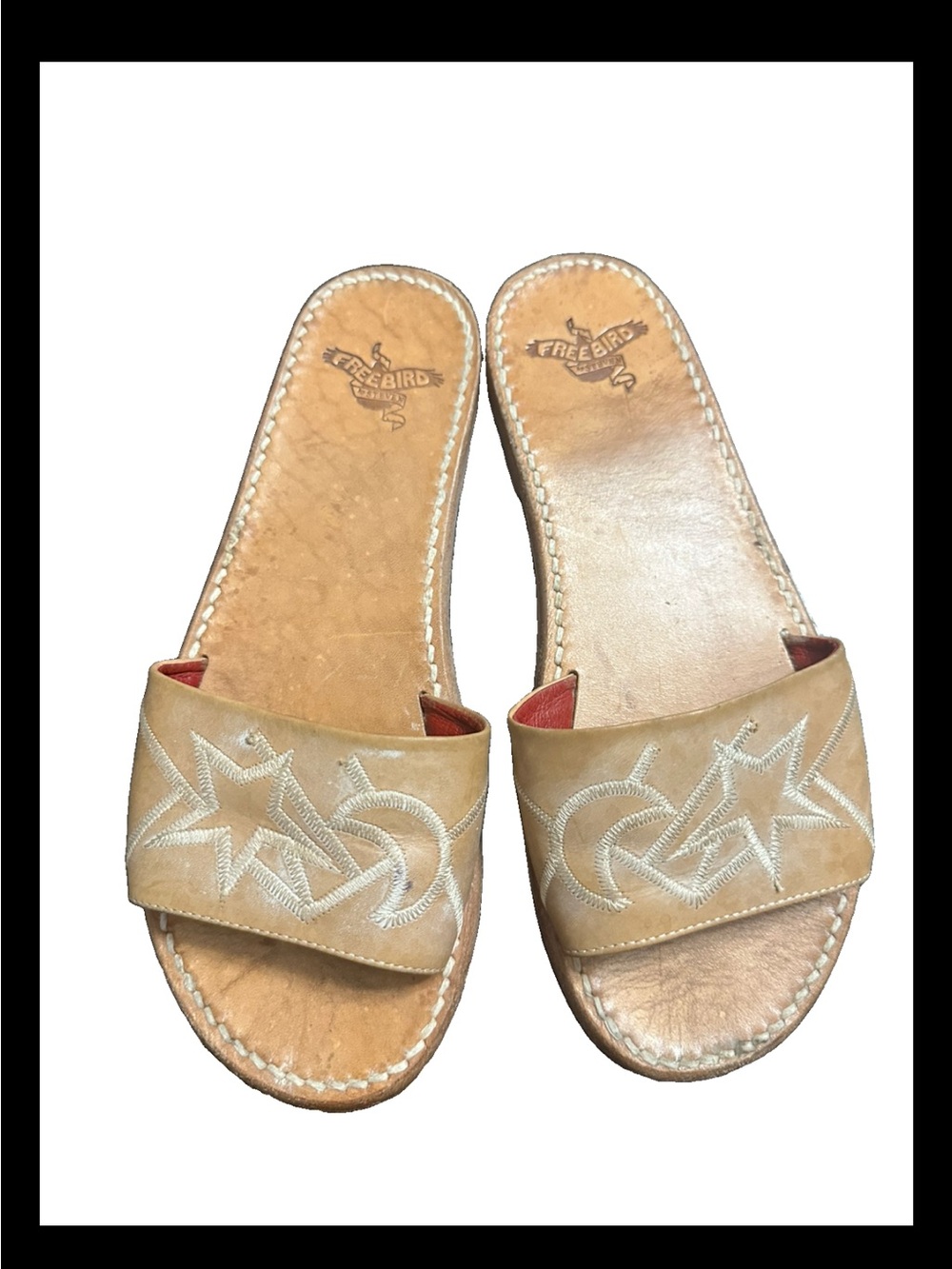 Freebird by Steven Tan Slide Sandals with Star & Moon Stitching